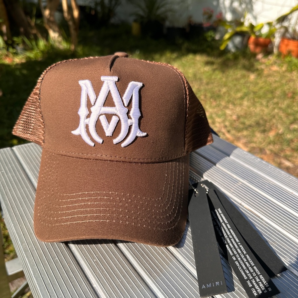 AMIRI MESH TRUCKER HAT BROWN “MA LOGO” NWT